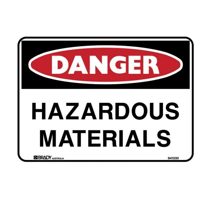 Brady Danger Sign - Hazardous Materials 450 x 300mm Metal (Colorbond Steel)