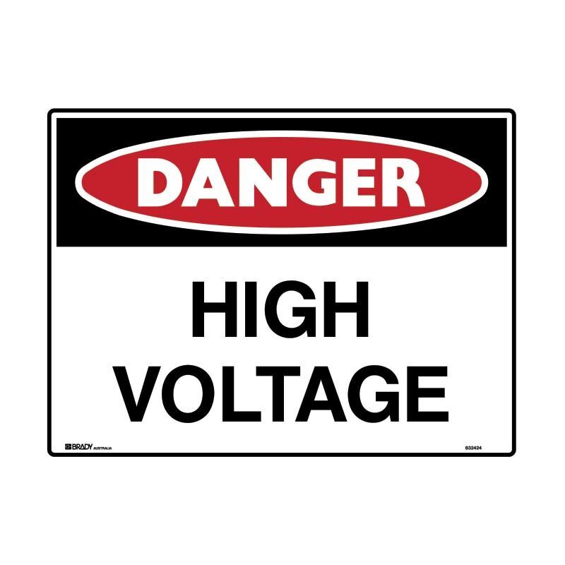 Brady Danger Sign - High Voltage 300 x 225mm Polypropylene