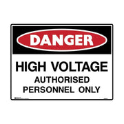 Brady Danger Sign - High Voltage Authorised Personnel Only 250 x 180mm Sticker