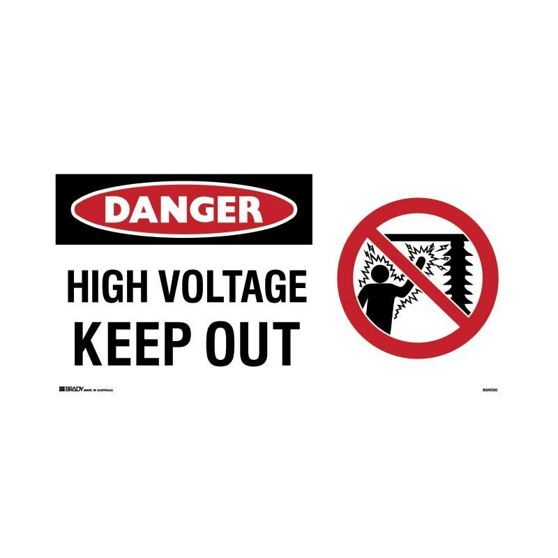 Brady Danger Sign - High Voltage Keep Out + Symbol - AIMS Industrial Supplies