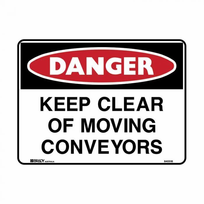 Brady Danger Sign - Keep Clear Of Moving Conveyers 250 x 180mm Sticker