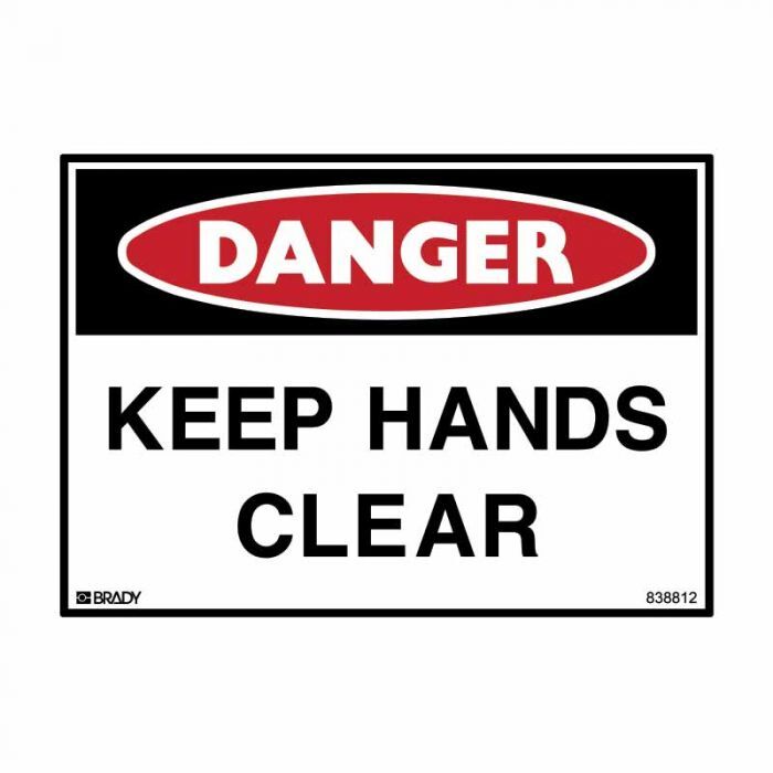 Brady Danger Sign - Keep Hands Clear 600 x 450mm Metal (Colorbond Steel)