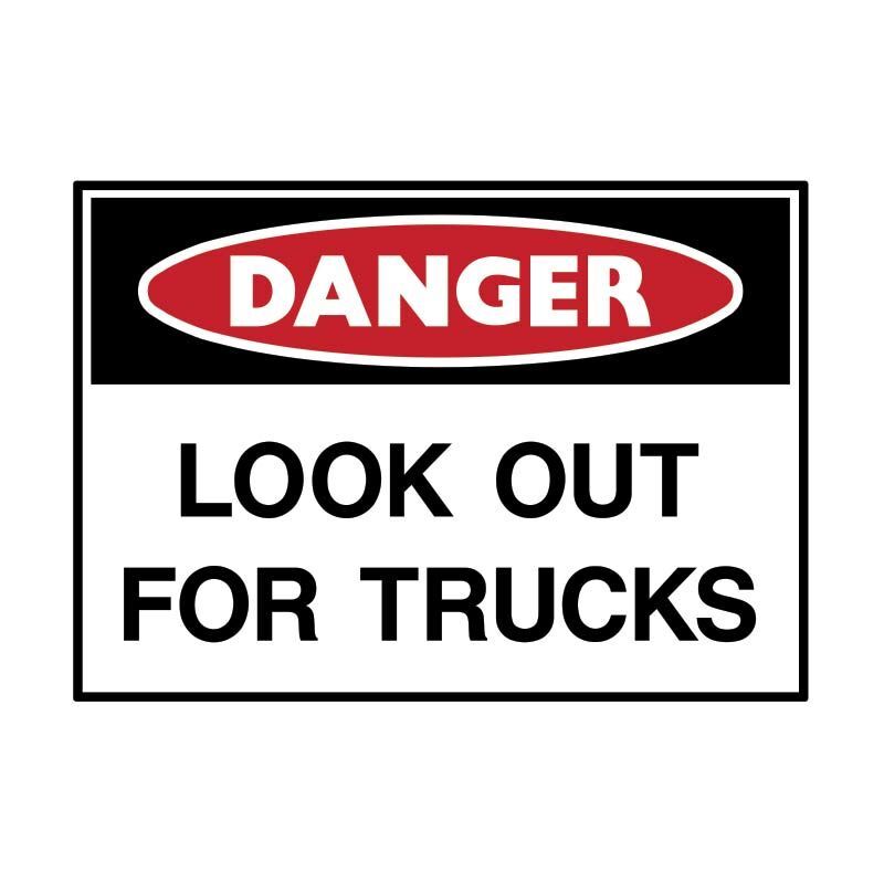 Brady Danger Sign - Look Out For Trucks 125 x 90mm - 5/Pack Sticker