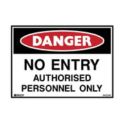 Brady Danger Sign - No Entry Authorised Personnel Only - AIMS Industrial Supplies