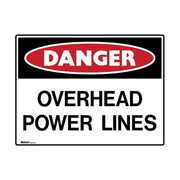 Brady Danger Sign - Over Head Power Lines 600 x 450mm Metal - AIMS Industrial Supplies