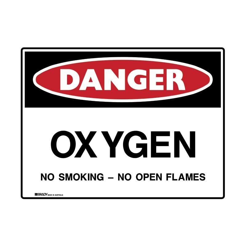 Brady Danger Sign - Oxygen No Smoking No Open Flames - AIMS Industrial Supplies