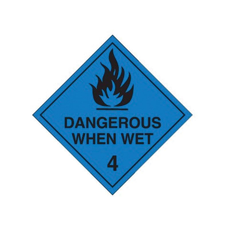 Brady Dangerous Goods Label - Dangerous When Wet 4 (Black) 270 x 270mm Metal