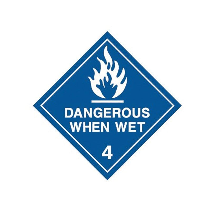 Brady Dangerous Goods Label - Dangerous When Wet 4 (White) 270 x 270mm Metal