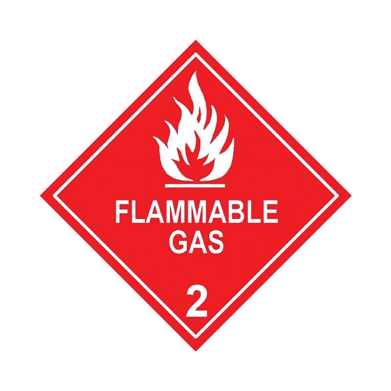 Brady Dangerous Goods Label - Flammable Gas 2 (White) 100 x 100mm Self Adhesive Vinyl, 25/Pack