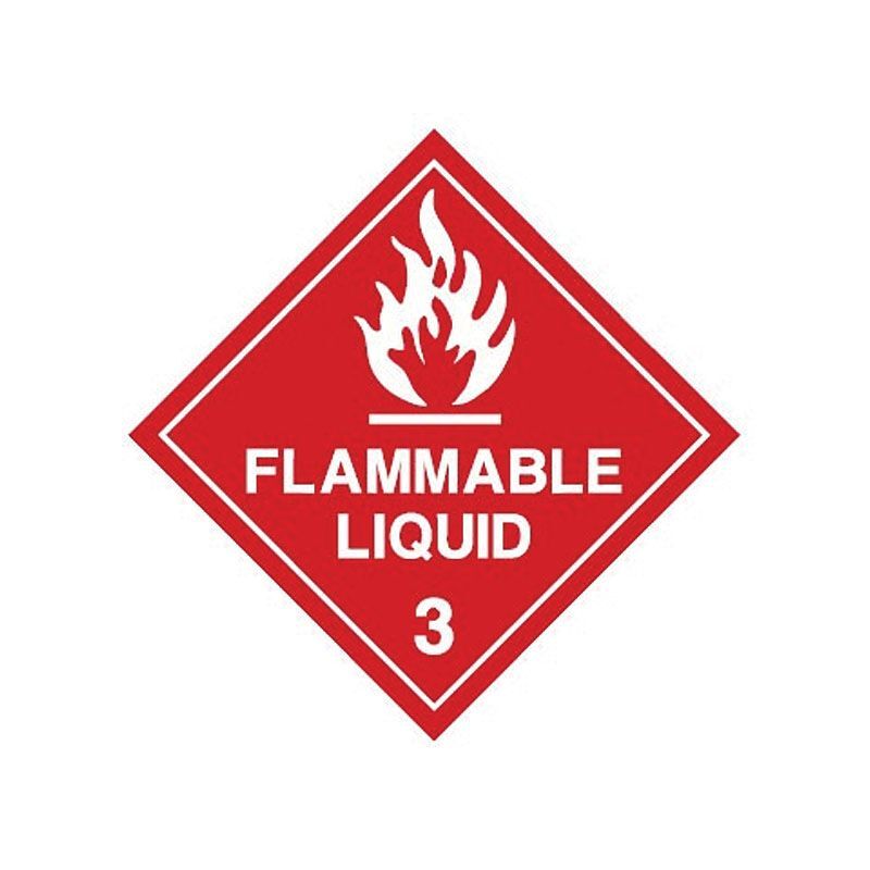 Brady Dangerous Goods Label - Flammable Liquid 3 (White) 100 x 100mm Self Adhesive Vinyl, 25/Pack
