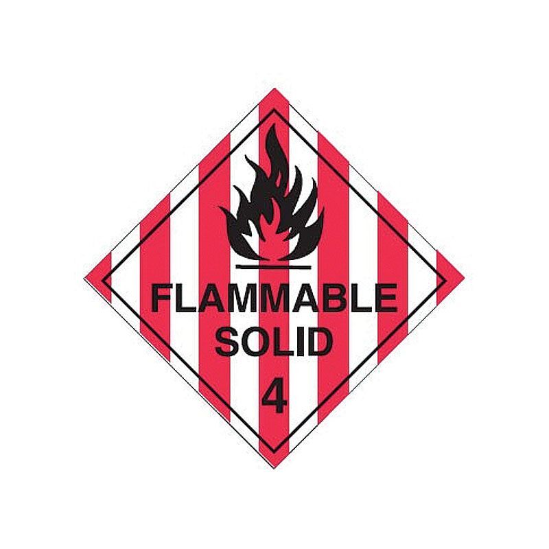 Brady Dangerous Goods Label - Flammable Solid 4 100 x 100mm Self Adhesive Vinyl, 25/Pack