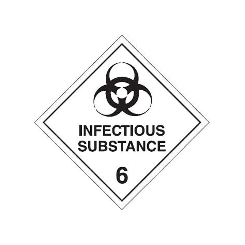 Brady Dangerous Goods Label - Infectious Substance 6 200 x 200mm Self Adhesive Vinyl, 10/Pack