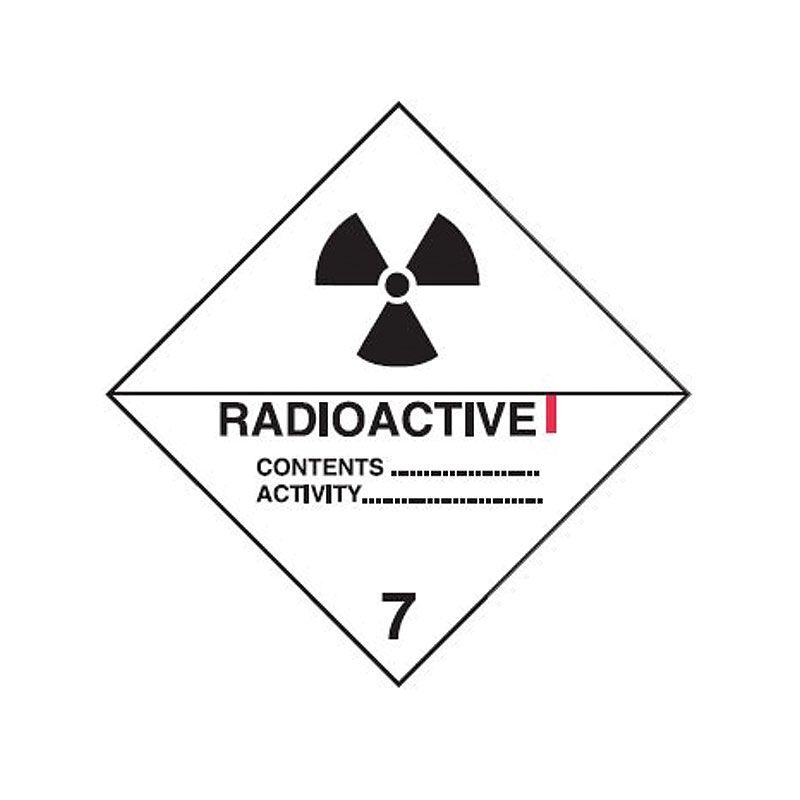Brady Dangerous Goods Label - Radioactive I 7 250 x 250mm Self Adhesive Vinyl