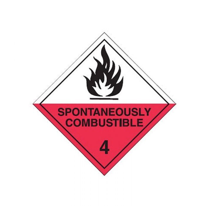 Brady Dangerous Goods Label - Spontaneously Combustible 4 250 x 250mm Self Adhesive Vinyl
