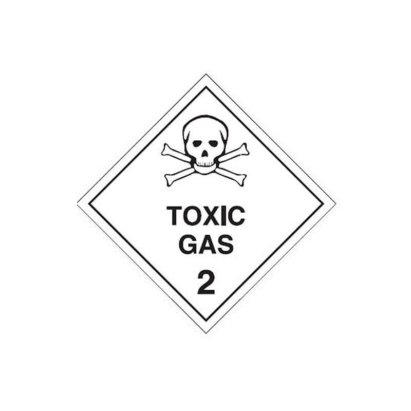 Brady Dangerous Goods Label - Toxic Gas 2 200 x 200mm Self Adhesive Vinyl, 10/Pack