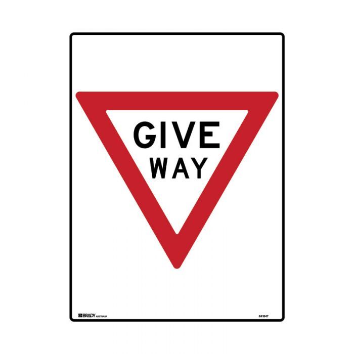 Brady Directional Traffic Sign - Give Way Rectangular 450 x 600mm Polypropylene