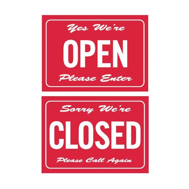 Brady Double Sided Sign - Yes We're Open / Sorry We're Closed 300 x 225mm Metal