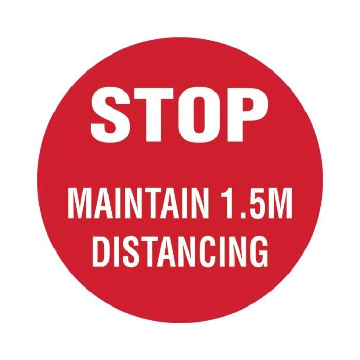 Brady Floor Marking Sign - Stop Maintain 1.5m Distancing - AIMS Industrial Supplies
