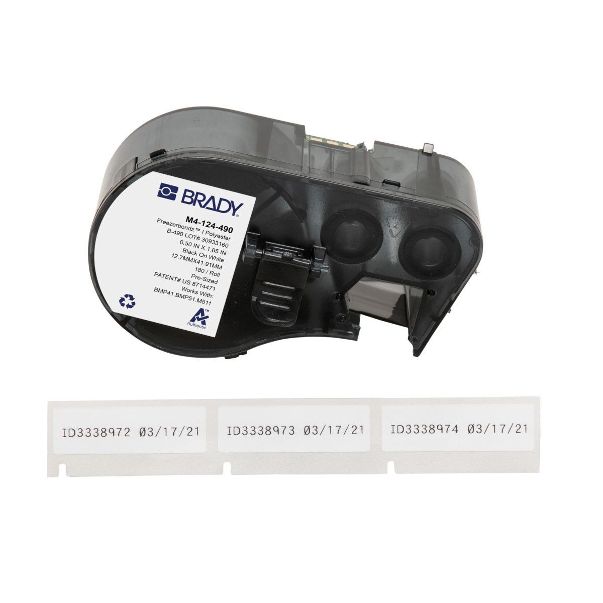Brady FreezerBondz Cryogenic Matte Polyester Label 41.91 x 12.7mm, Black On White