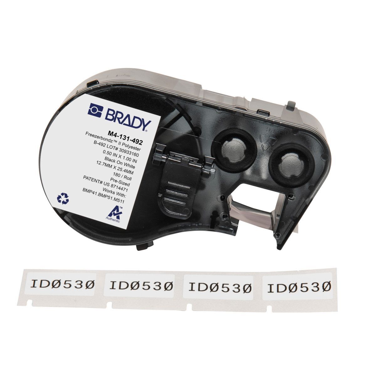 Brady FreezerBondz Ultra-Thin Cryogenic Polyester Label 12.7 x 25.4mm, Black On White