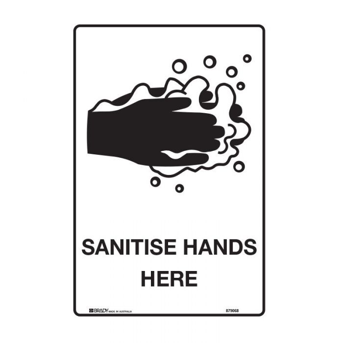 Brady General Information Signs - Sanitise Hands Here - AIMS Industrial Supplies