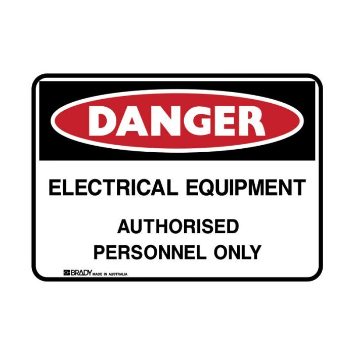Brady Glo Danger Sign Electrical Equipment 250 x 180mm Self Adhesive Vinyl
