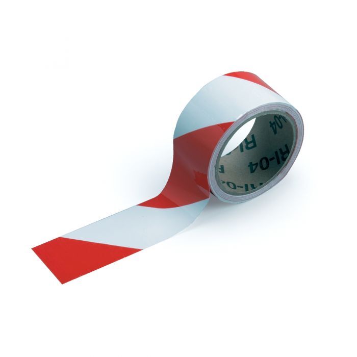 Brady Indoor Warning Tape 50mm x 16.4m Red/White Diagonal Striped