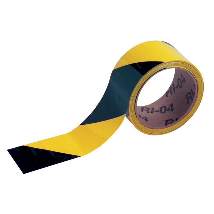 Brady Indoor Warning Tape 50mm x 16.4m Yellow/Black Diagonal Striped