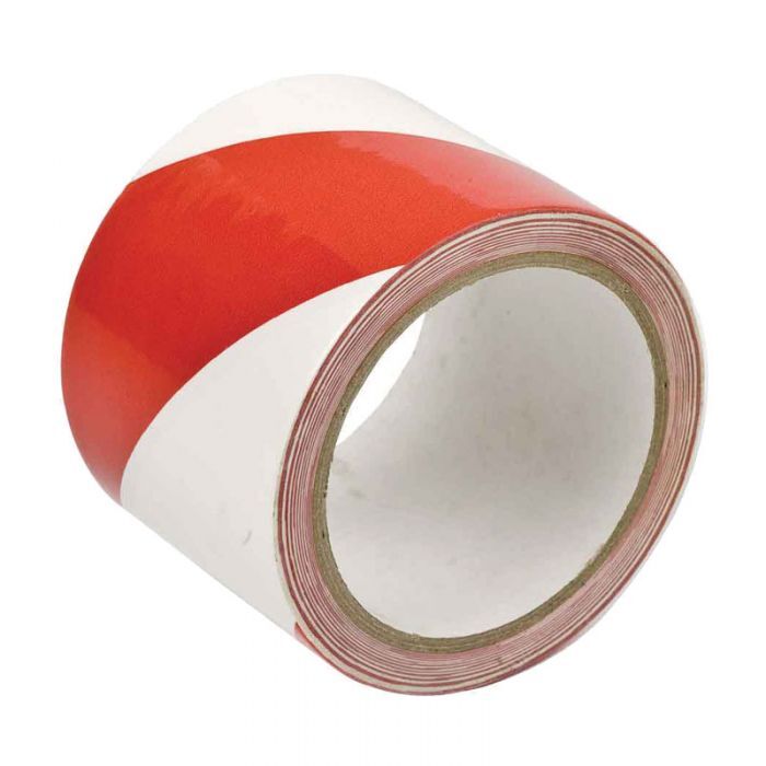 Brady Indoor Warning Tape 75mm x 16.4m Red/White Diagonal Striped