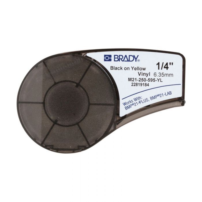 Brady M21-250-595-YL B-595 Indoor Outdoor Vinyl Label Black on Yellow 6.35mm x 6.4m