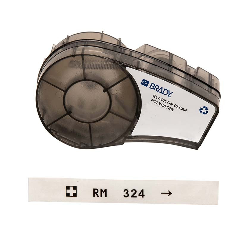 Brady M21-375-430 B-430 Clear Polyester Label Black on Clear 9.53mm x 6.4m