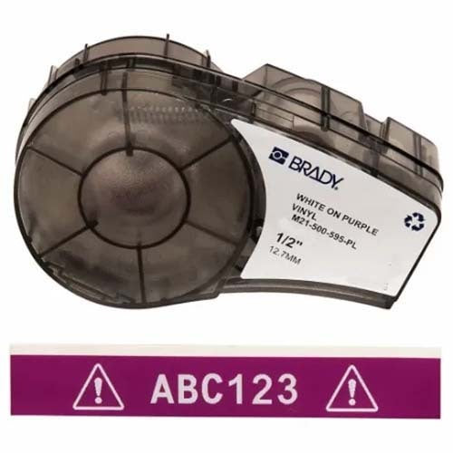 Brady M21-500-595-PL B-595 Indoor Outdoor Vinyl Label White on Purple 12.7mm x 6.4m