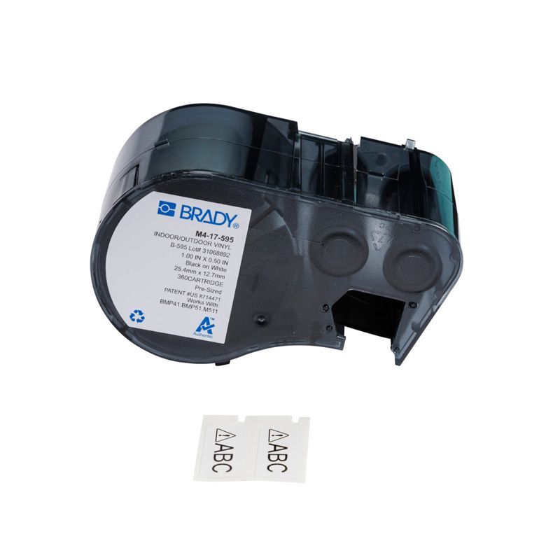 Brady M4-17-595 All Weather Permanent Adhesive Vinyl Label - 25.4 x 12.7mm, Black on White