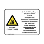 Brady Multilingual Sign - Caution Forklift In Use - AIMS Industrial Supplies