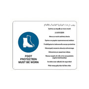 Brady Multilingual Sign - Foot Protection Must Be Worn - AIMS Industrial Supplies