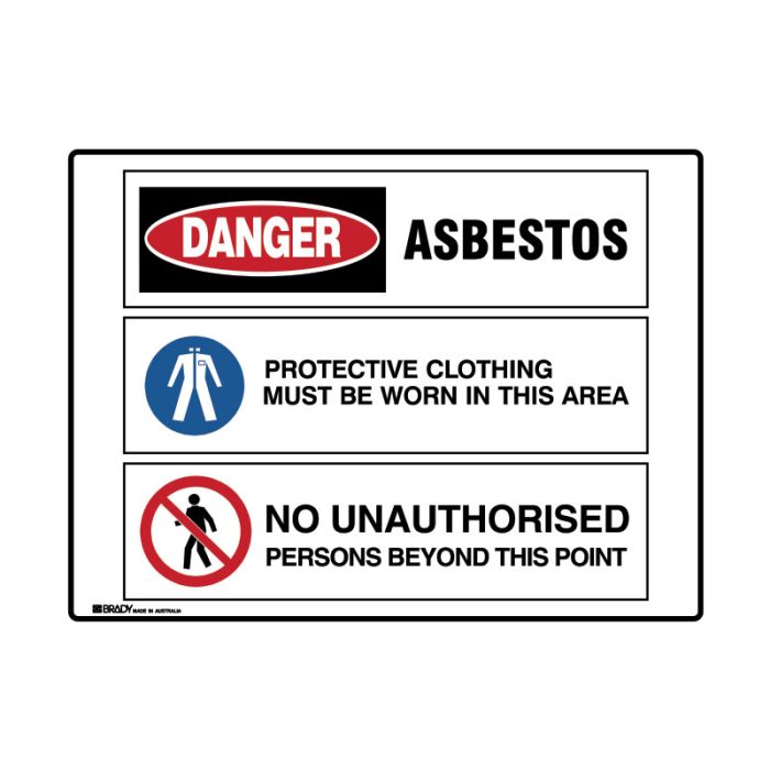 Brady Multiple Message Sign - Asbestos - AIMS Industrial Supplies