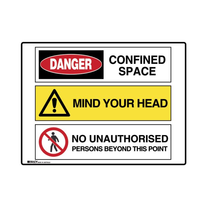 Brady Multiple Message Sign - Confined Space - AIMS Industrial Supplies