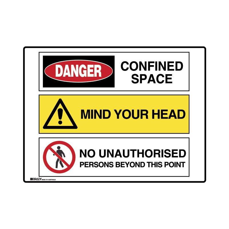 Brady Multiple Message Sign - Confined Space 600 x 450mm Polypropylene