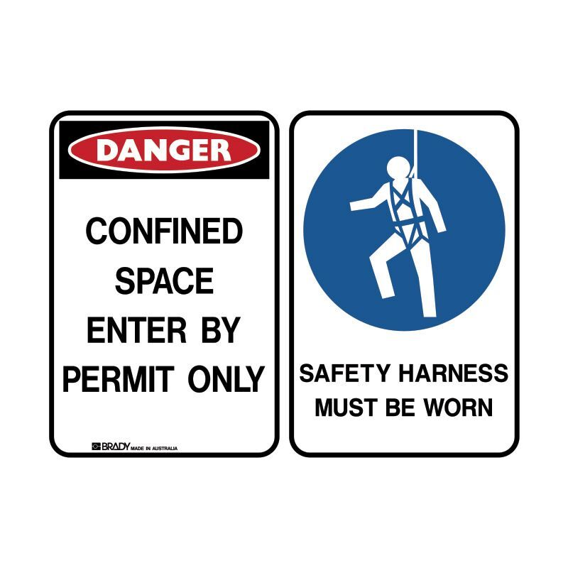Brady Multiple Message Sign - Danger/Safety Harness1
