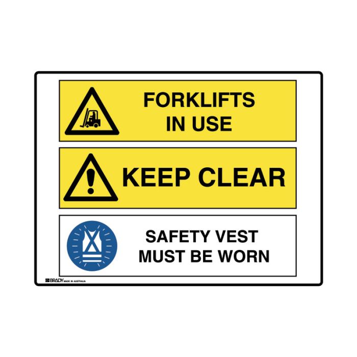 Brady Multiple Message Sign - Forklifts Clear - AIMS Industrial Supplies