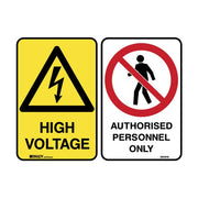Brady Multiple Message Sign - High Voltage/Authorised Personnel - AIMS Industrial Supplies