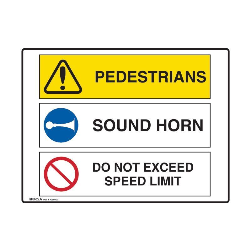 Brady Multiple Message Sign - Pedestrians 600 x 450mm Polypropylene
