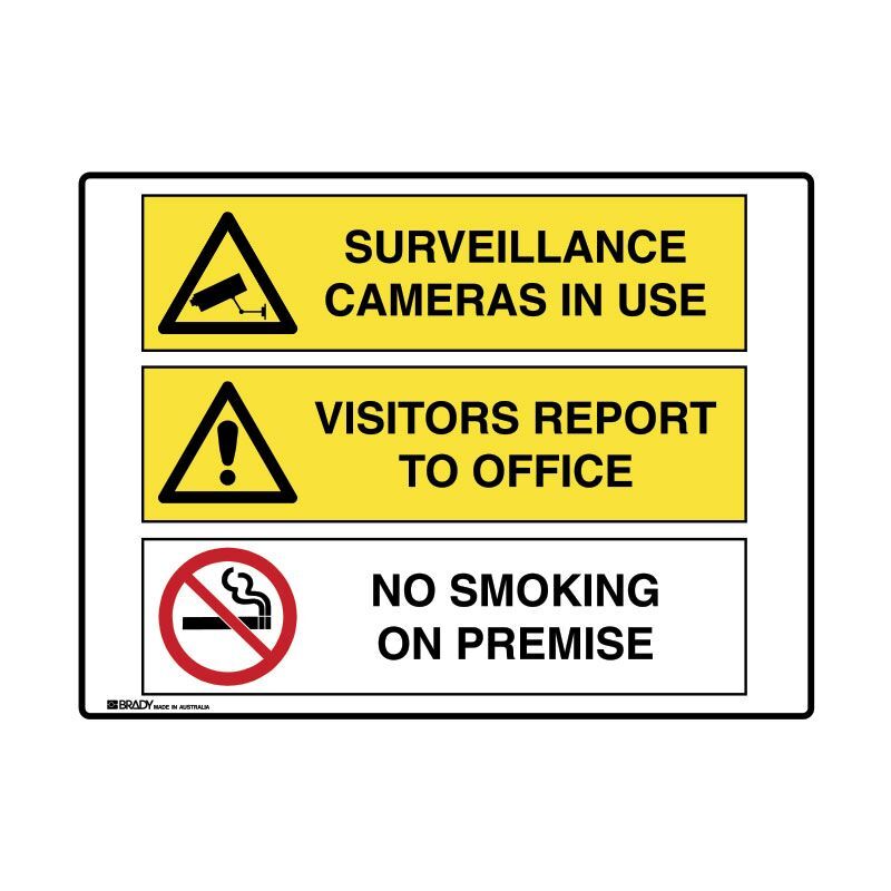 Brady Multiple Message Sign - Surveillance 600 x 450mm Polypropylene