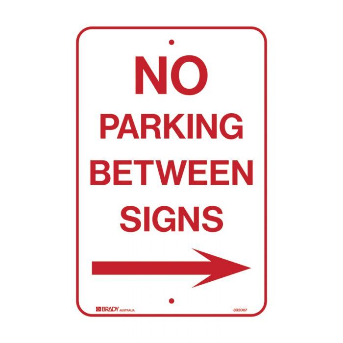 Brady No Parking Between Signs Arrow Right 300 x 450mm Metal