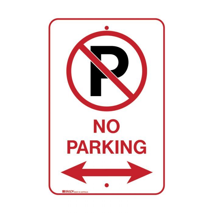 Brady No Parking Picto Both Directions 300 x 450mm C2 Ref Aluminium