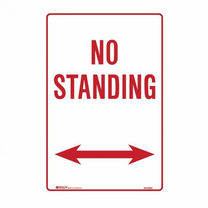 Brady No Standing Sign - No Standing Arrow Both Ways 300 x 450mm C2 Ref Al