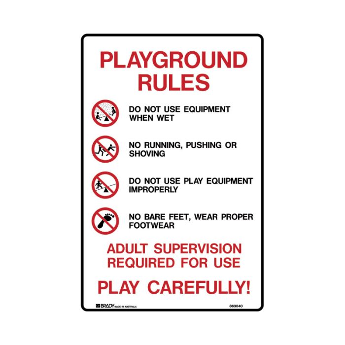 Brady Park Sign - Playground Rules.. - AIMS Industrial Supplies