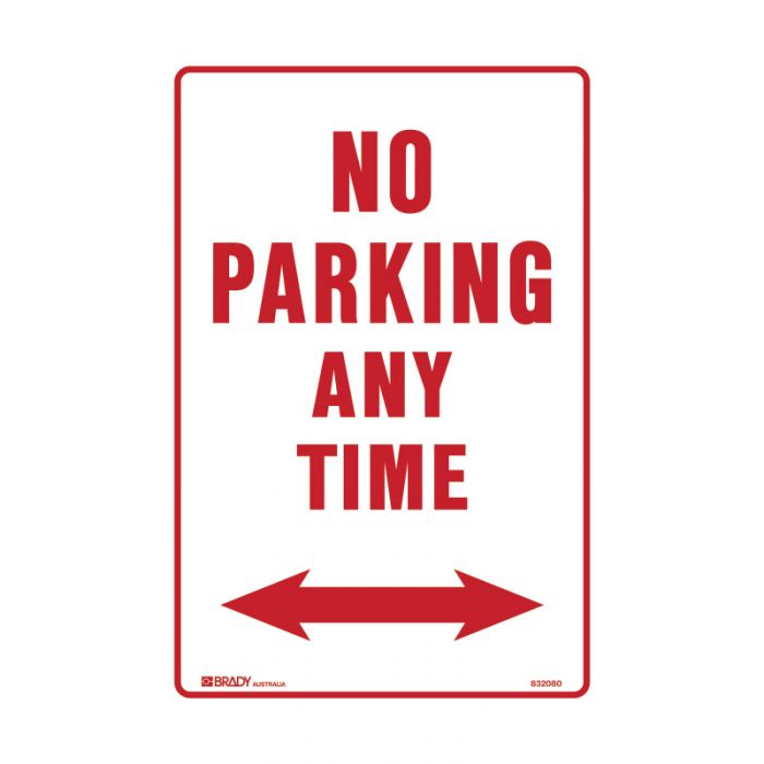 Brady Parking Sign - No Parking Any Time Arrow Both Ways - AIMS Industrial Supplies