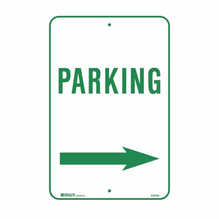 Brady Parking Sign - Parking Arrow Right 300 x 450mm Metal