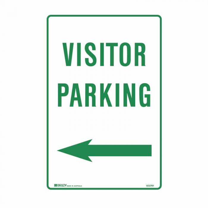 Brady Parking Sign - Visitor Parking Arrow Left 300 x 450mm C2 Ref Al